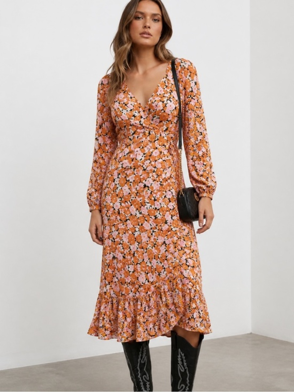 Wayf Multicolor Floral Long Sleeve Dress